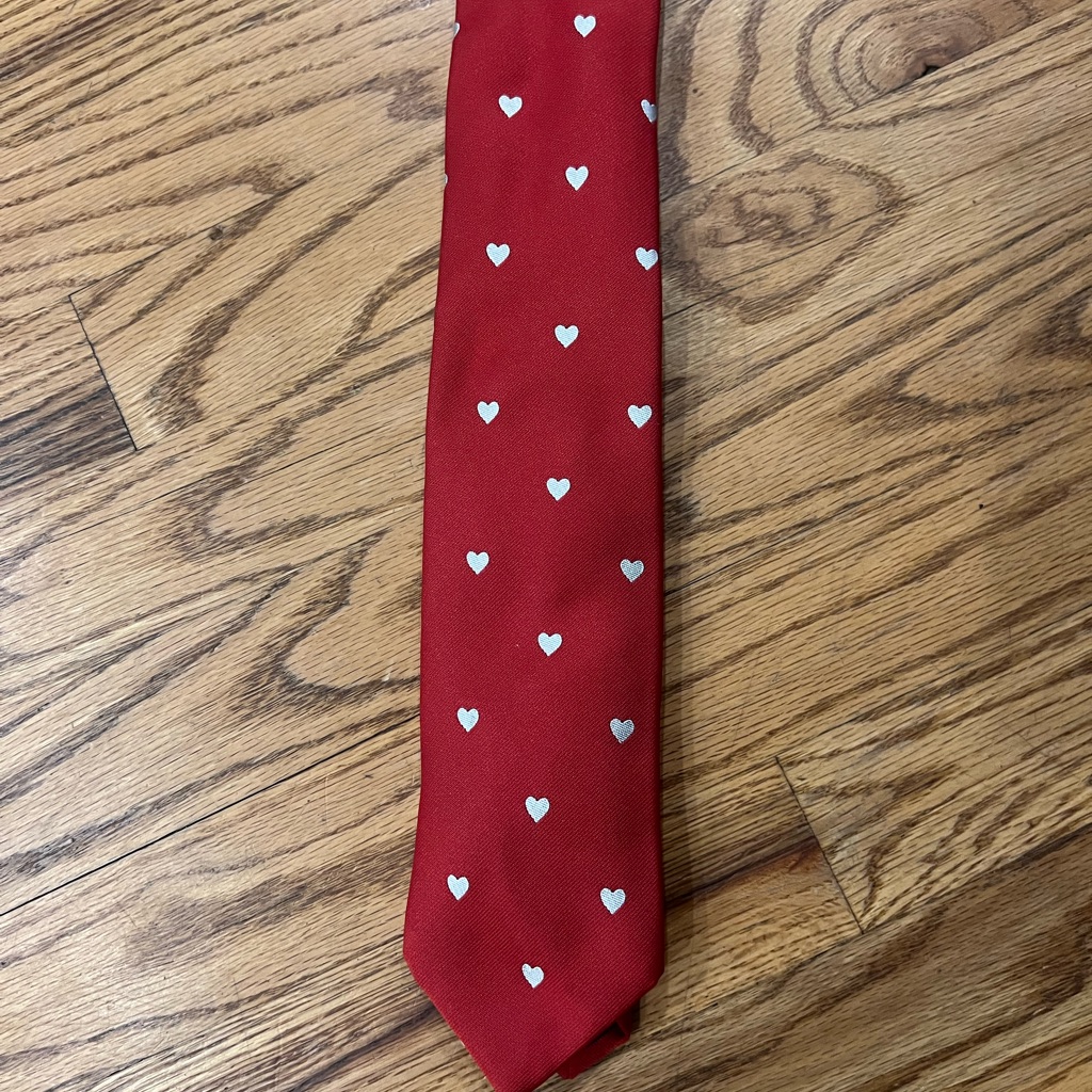 Stylish Red Heart Patterned Tie For Men